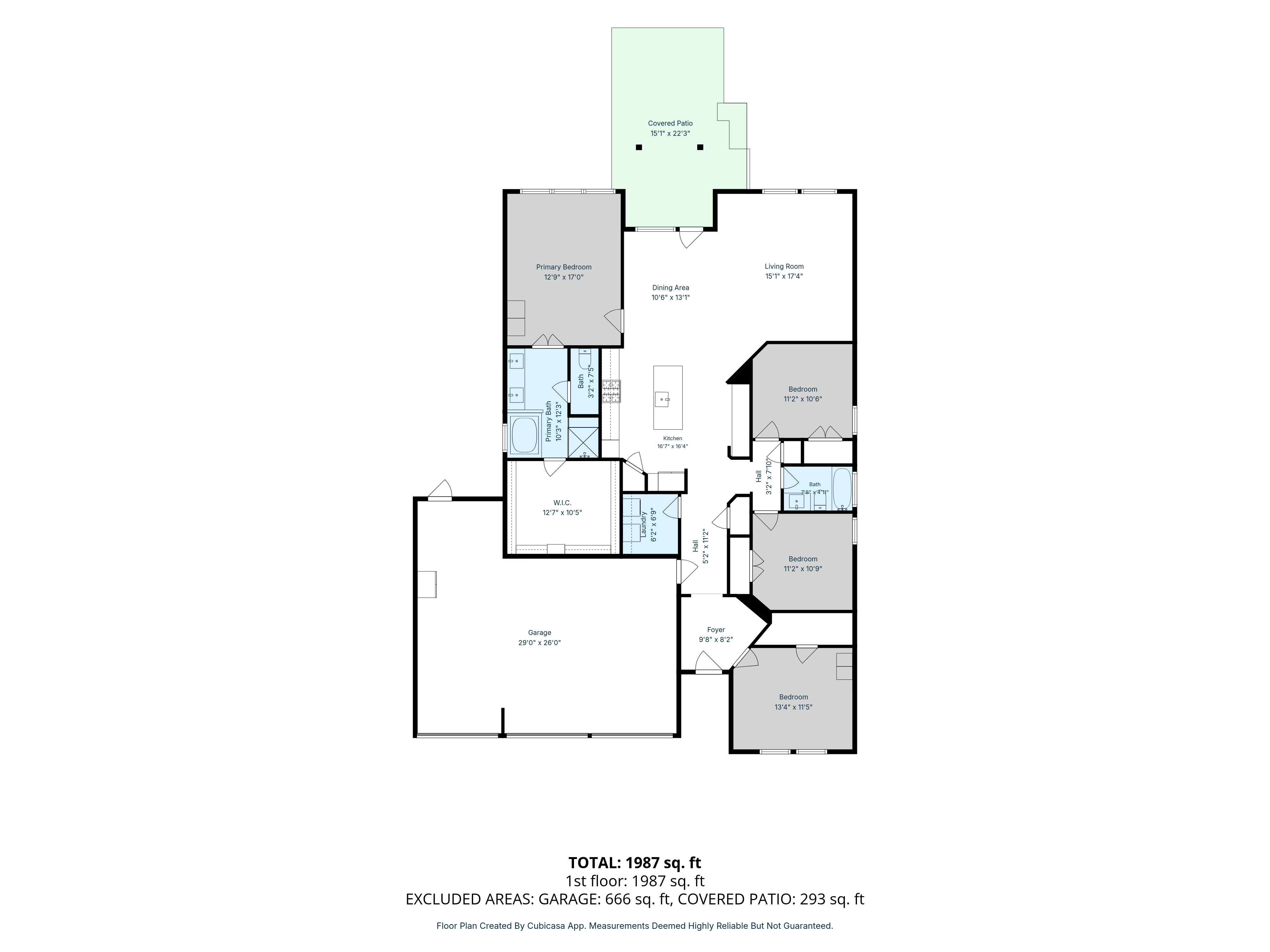 Floor plan of 3712 Rolling Meadows Drive showing 1,987 sq ft layout with 4 bedrooms